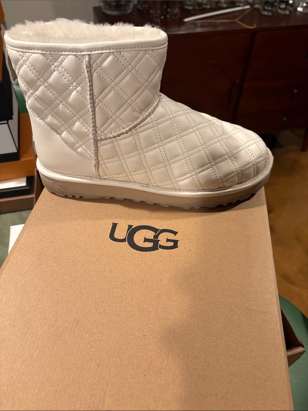 UGG Quilted Short Boot in Cream